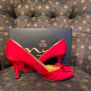 Nina Red Satin shoes